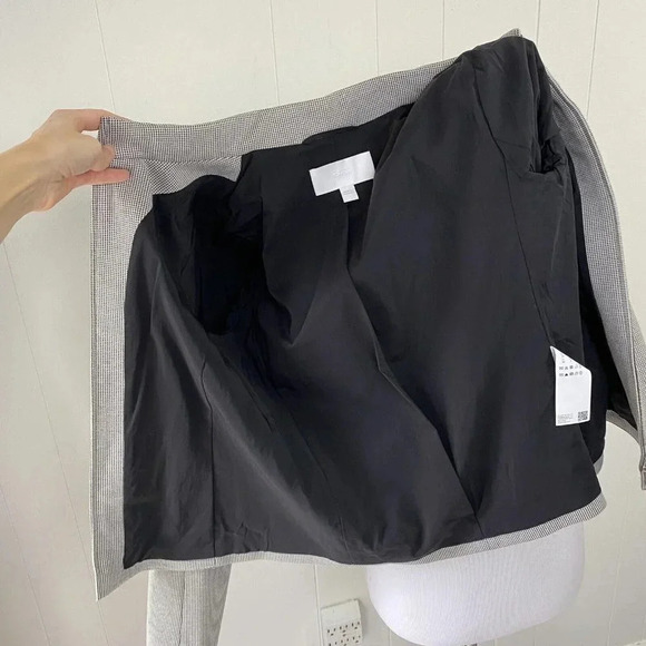 Hugo Boss Jelinita Blazer Black White Full Zip Wool Blend Houndstooth Jacket 2 - Picture 11 of 16